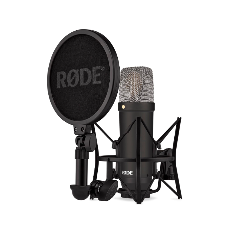 RØDE NT1 Signature Series Large-diaphragm Condenser Microphone with Shock Mount, Pop Filter and XLR Cable for Music Production, Vocal Recording, Streaming and Podcasting